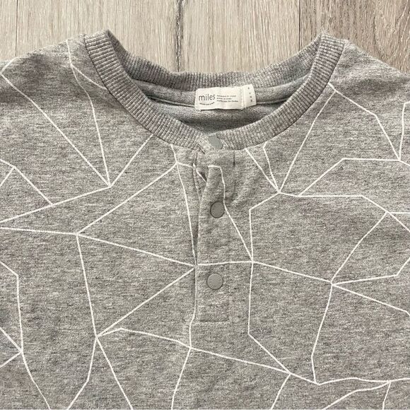 Miles Boy’s Dark Heather Snow Day Front Snap Stretch Cotton Henley Top Size 6 - Picture 4 of 14